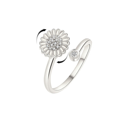 Square ring with zirconia stones - 925 silver