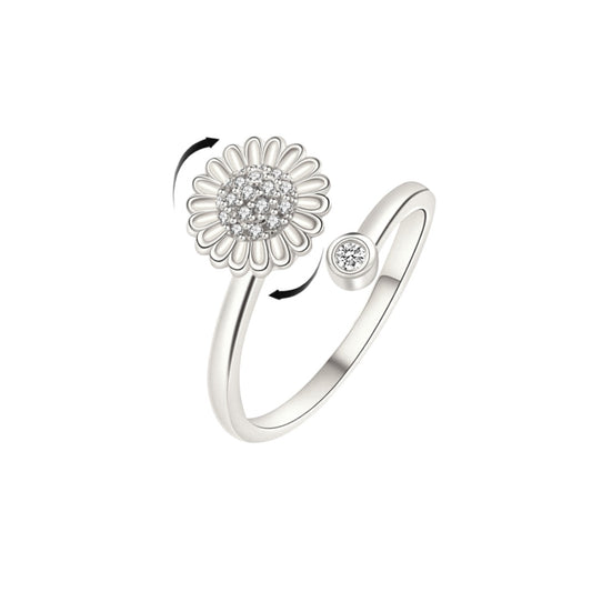 Square ring with zirconia stones - 925 silver