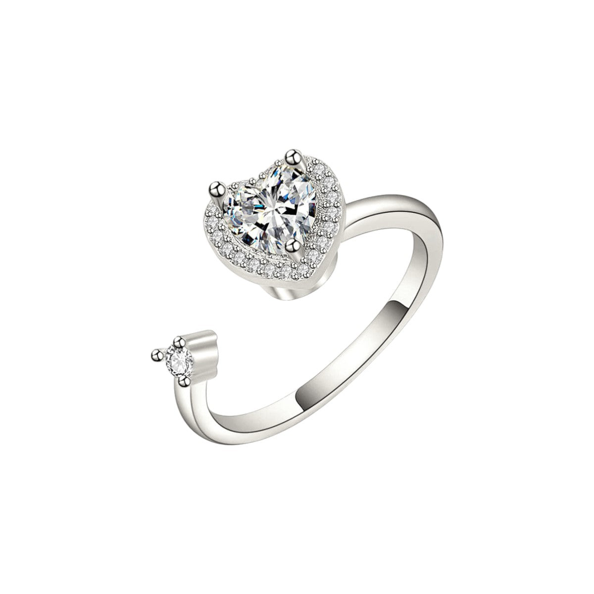 Square ring with zirconia stones - 925 silver