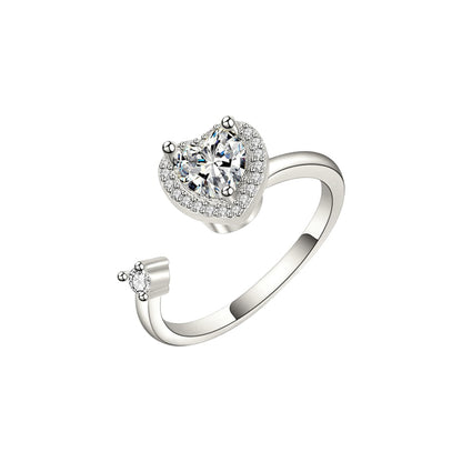 Square ring with zirconia stones - 925 silver