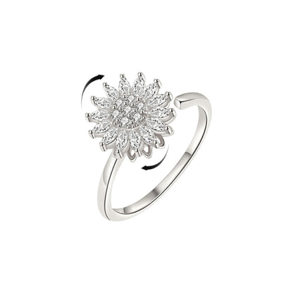 Vielring - Blumen‑Zirkonia Anti-Stress-Ring – 925 Silber - Silber