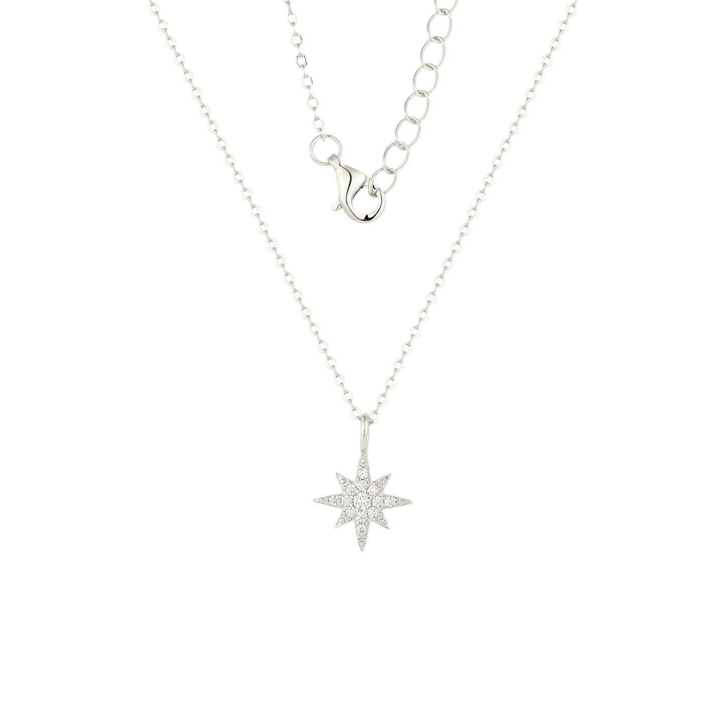 Square Zirconia Necklace - 925 Silver