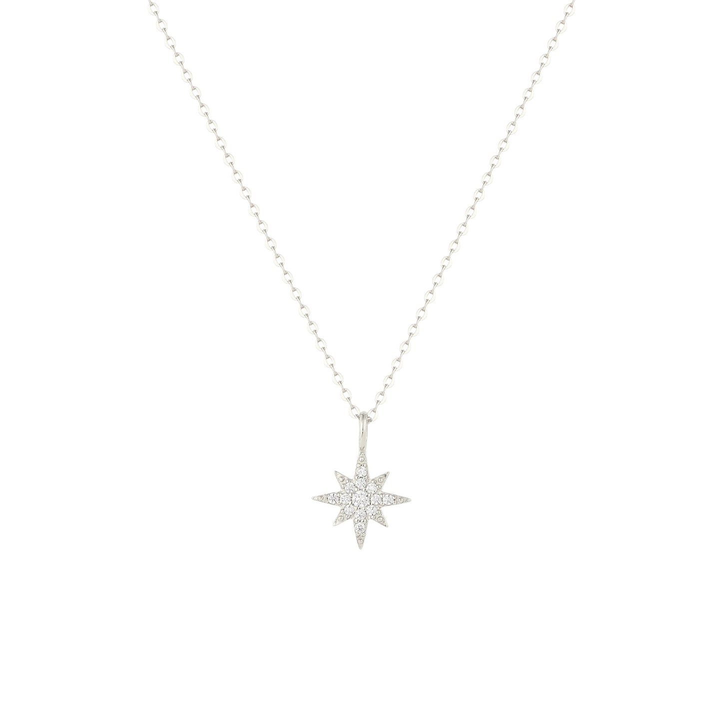 Square Zirconia Necklace - 925 Silver