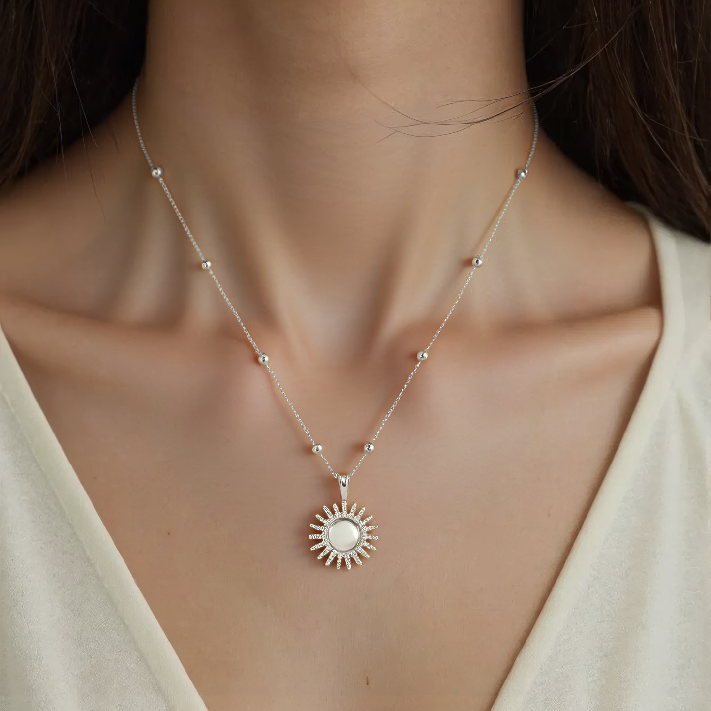 Square Zirconia Necklace - 925 Silver