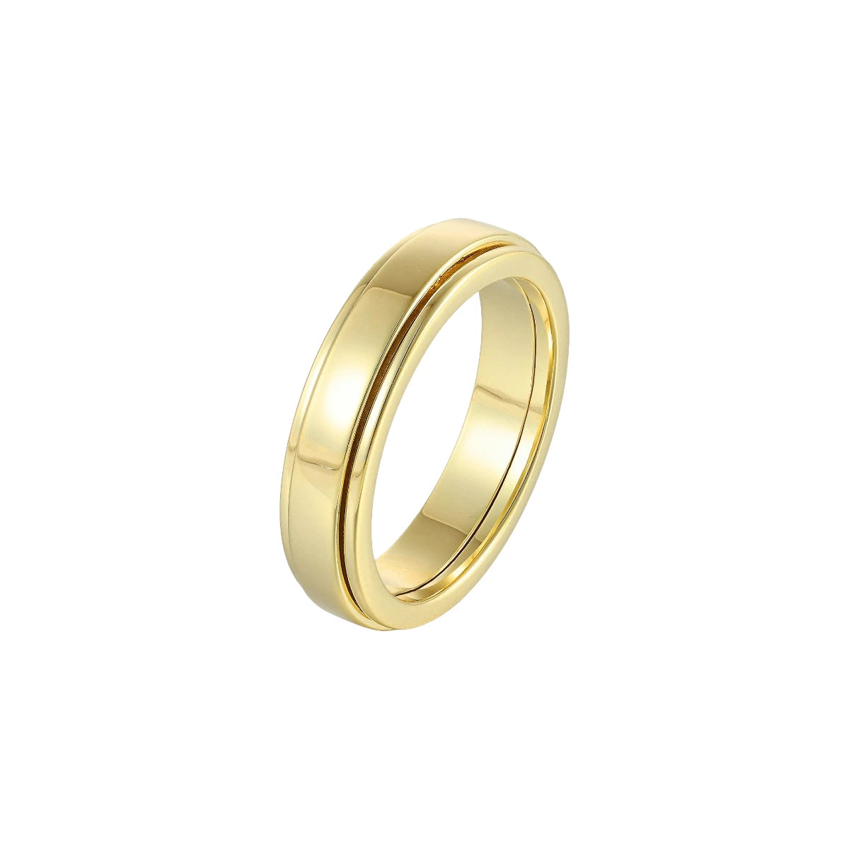 Vielring - Glatter Klassischer Anti-Stress-Ring - Edelstahl / Gold / 49 | ø15.6