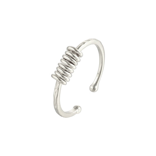 Vielring - Abstrakter Scheiben Anti-Stress-Ring - 925 Silber - Silber