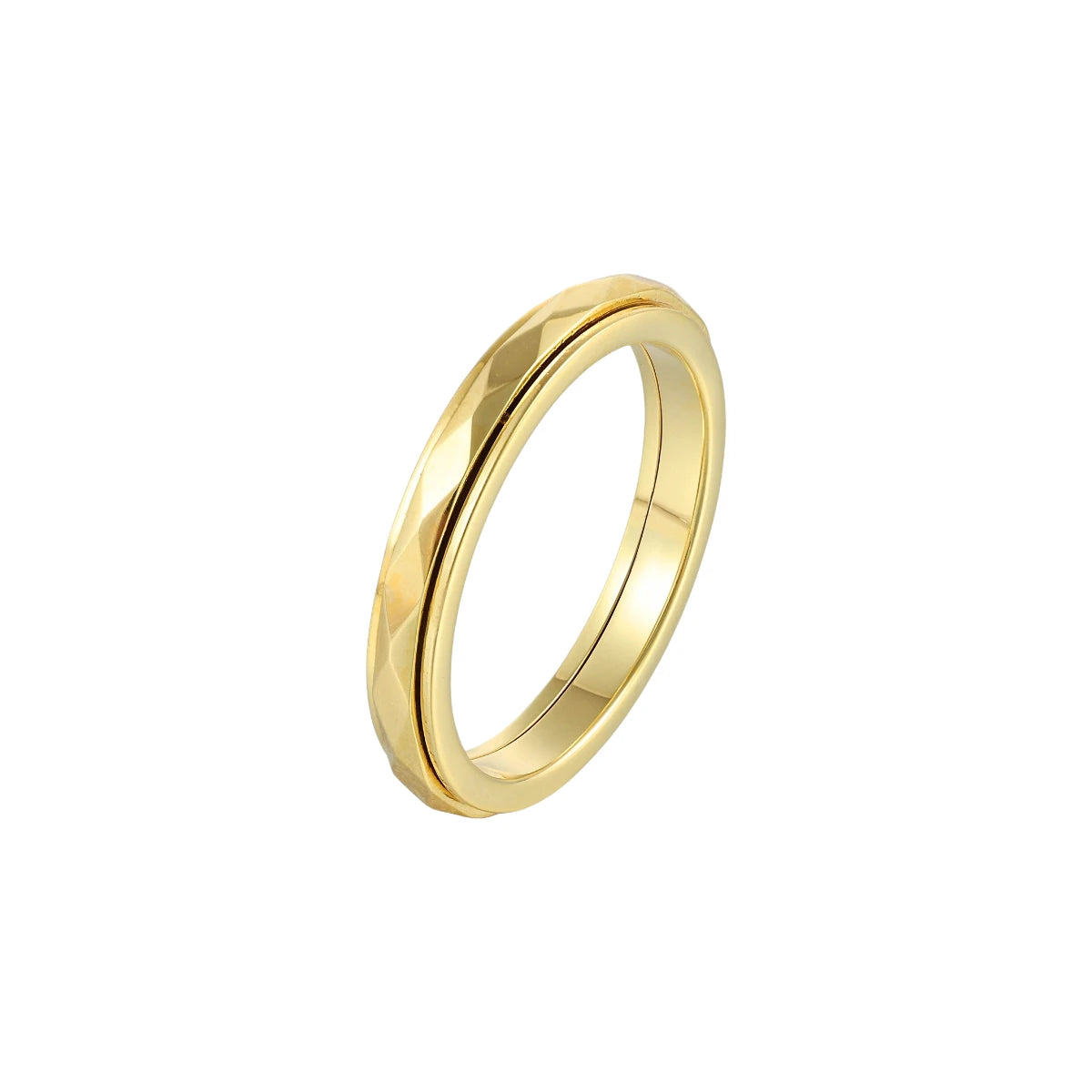 Vielring - Ruhe Anti-Stress-Ring - Edelstahl / Gold / 49 | ø15.6