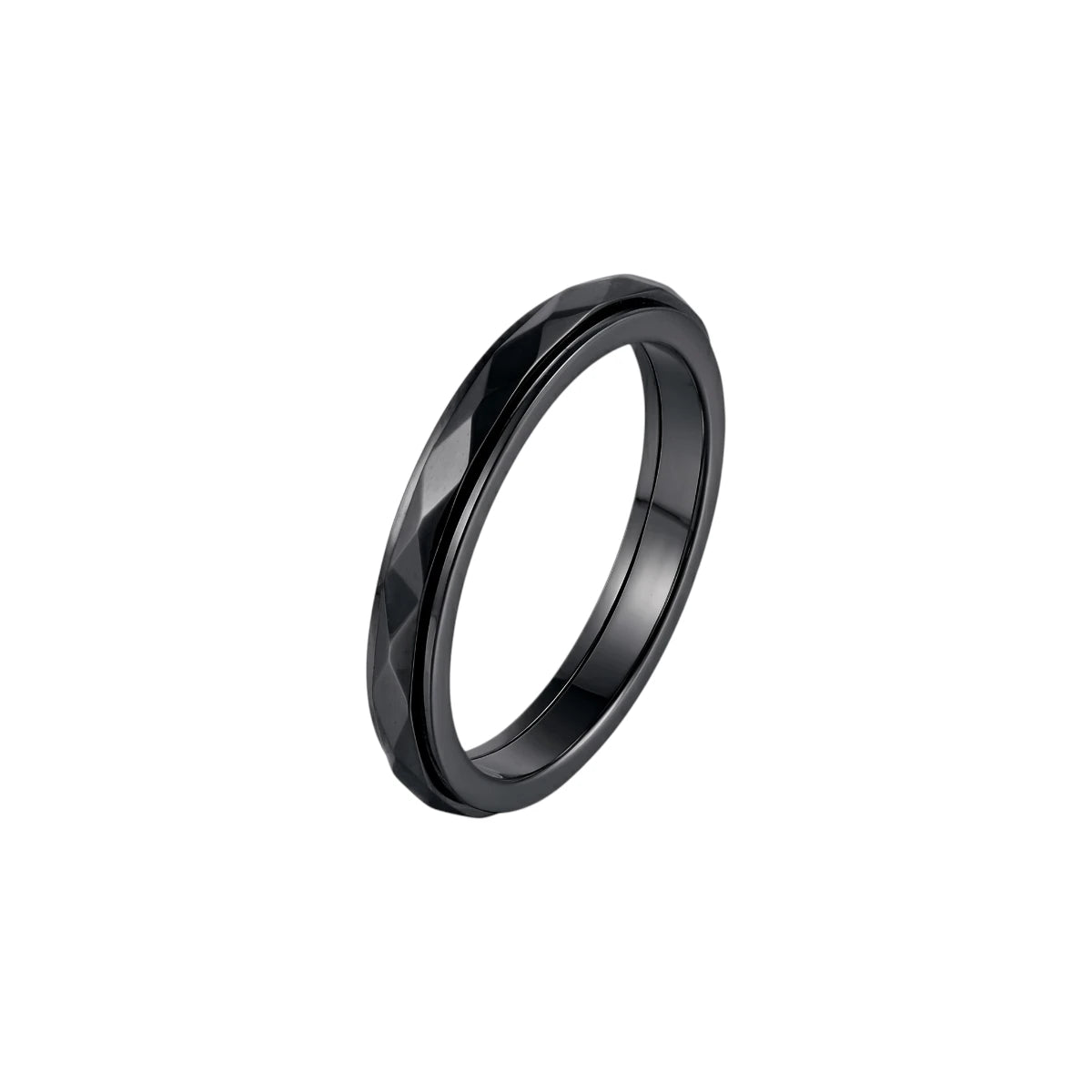 Vielring - Ruhe Anti-Stress-Ring - Edelstahl / Schwarz / 49 | ø15.6
