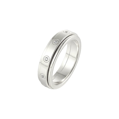 Vielring - Funkelnder Anti-Stress-Ring - Edelstahl / Silber / 49 | ø15.6