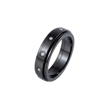 Vielring - Funkelnder Anti-Stress-Ring - Edelstahl / Schwarz / 49 | ø15.6