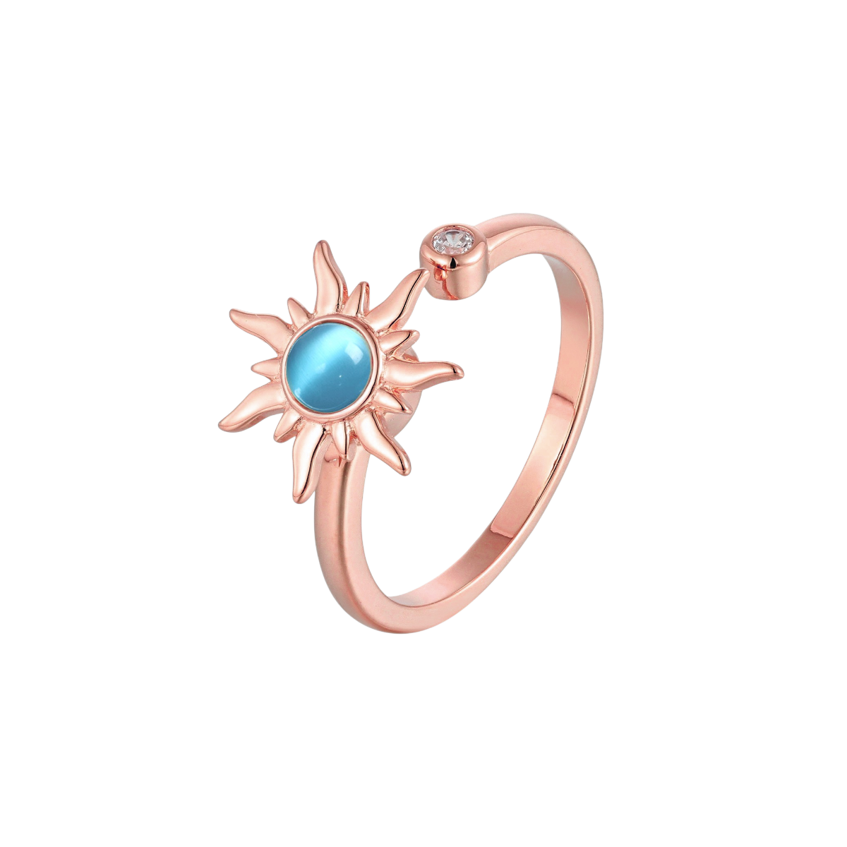 Blauer Sonnen Zirkonia Steinen Anti-Stress-Ring - 925 Silber