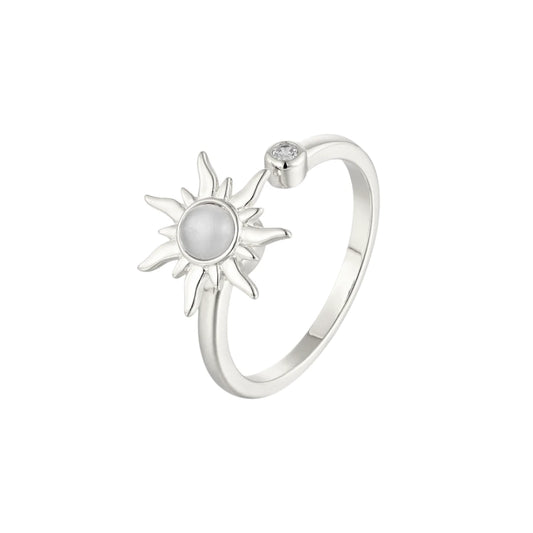 Square ring with zirconia stones - 925 silver