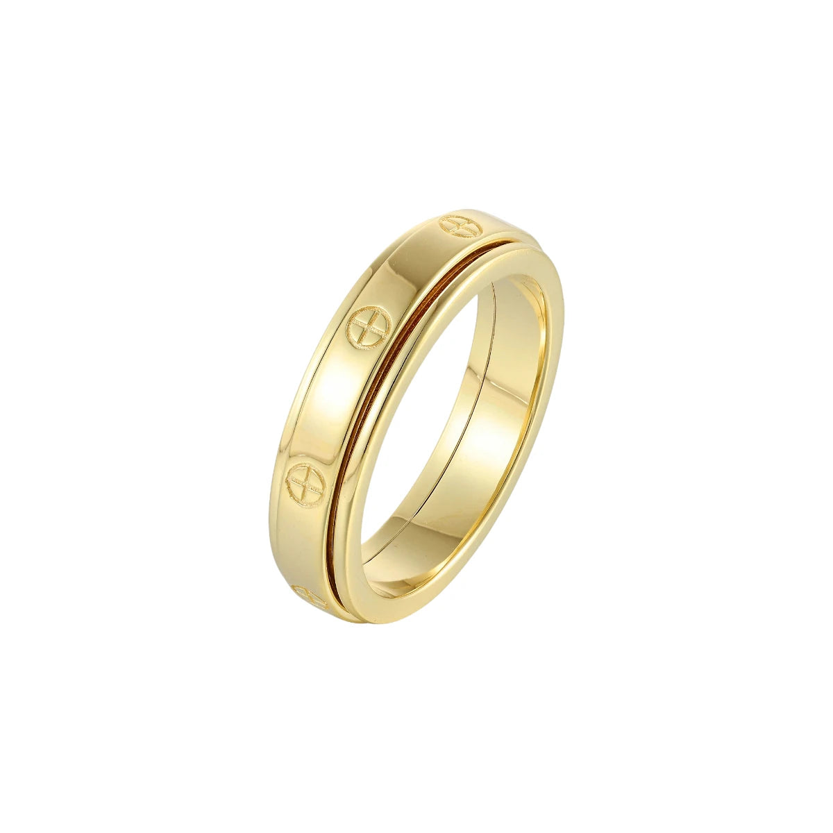 Vielring - Liebes Klassischer Anti-Stress-Ring – 925 Silber - Edelstahl / Gold / 49 | ø15.6