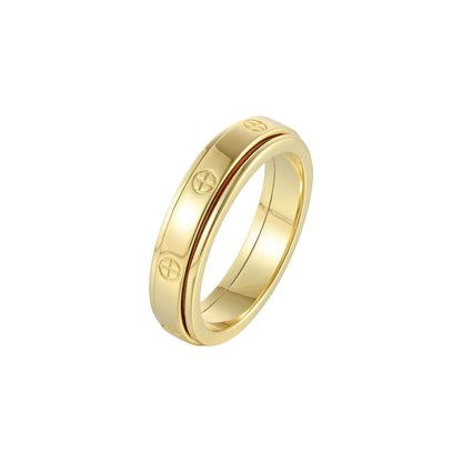 Vielring - Liebes Klassischer Anti-Stress-Ring – 925 Silber - Edelstahl / Gold / 49 | ø15.6