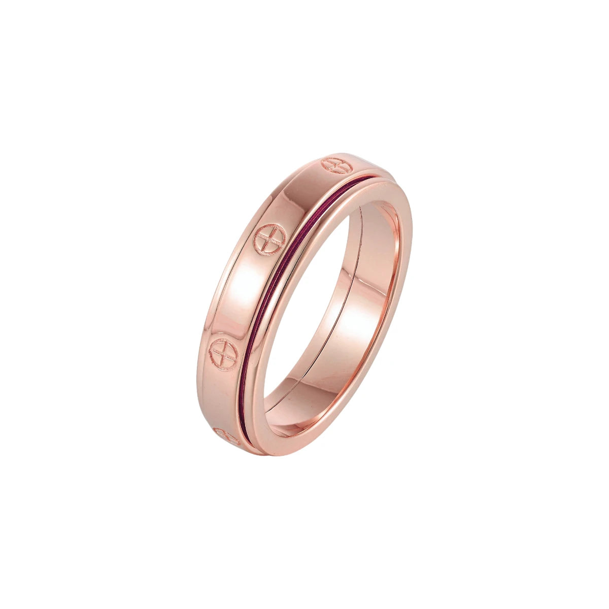 Vielring - Liebes Klassischer Anti-Stress-Ring – 925 Silber - Edelstahl / Roségold / 49 | ø15.6