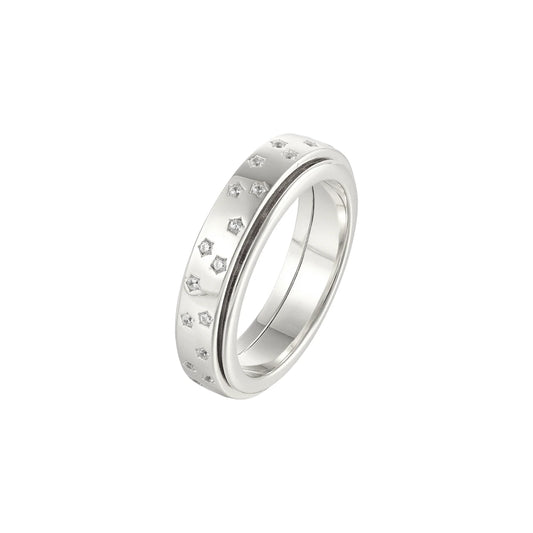 Vielring - Sternen Zirkonia Anti-Stress-Ring - 925 Silber / Silber / 49 | ø15.6