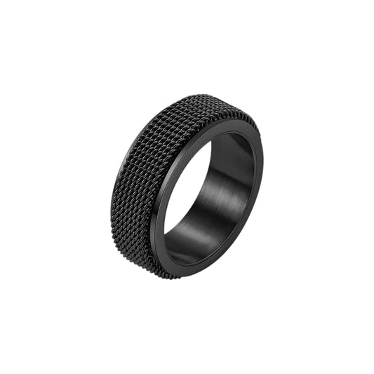 Gerillter Raster Anti-Stress-Ring – Edelstahl