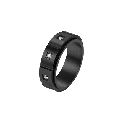 Vielring - Zirkonia Square Anti-Stress-Ring – Edelstahl - Schwarz / 49 | ø15.6