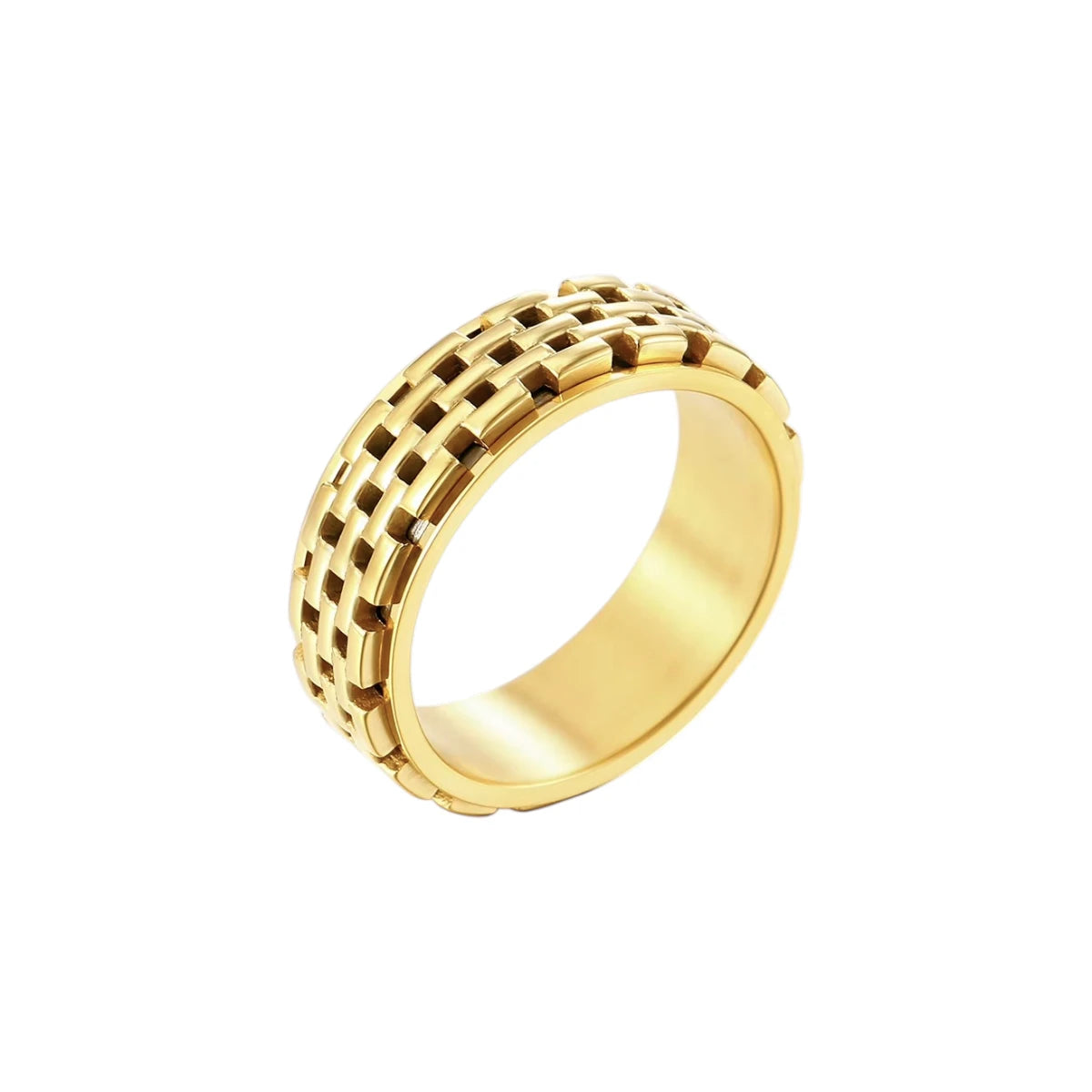 Strukturierter Grid Anti-Stress-Ring – Edelstahl