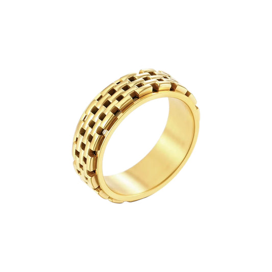 Strukturierter Grid Anti-Stress-Ring – Edelstahl