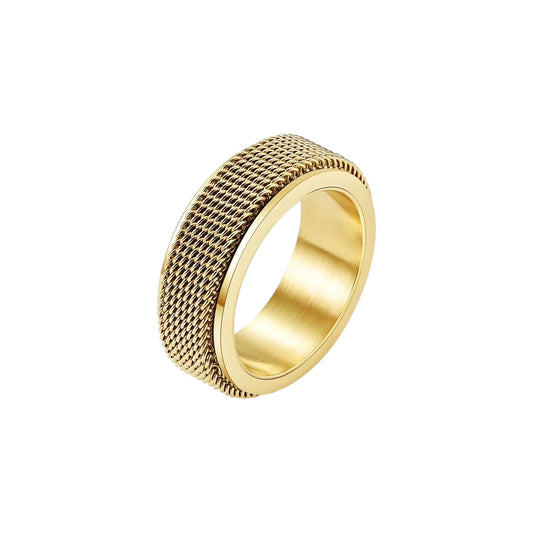 Gerillter Raster Anti-Stress-Ring – Edelstahl