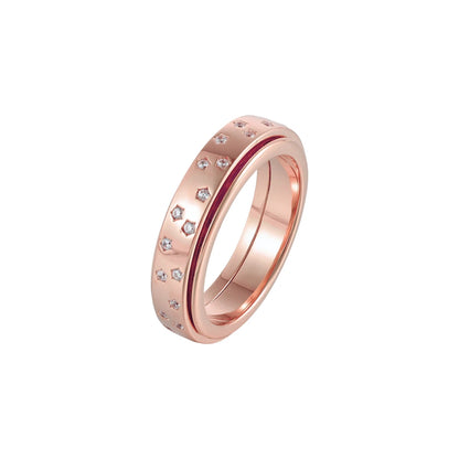 Vielring - Sternen Zirkonia Anti-Stress-Ring - 925 Silber / Roségold / 49 | ø15.6