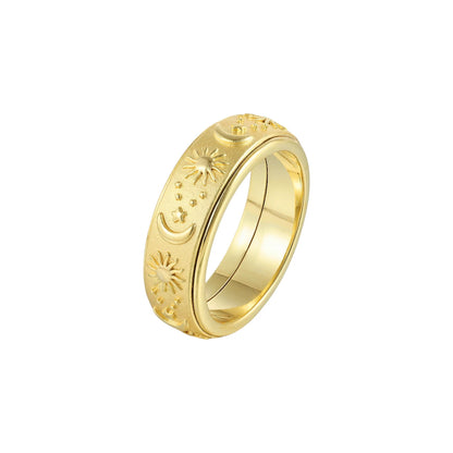 Vielring - Mond & Sonne Anti-Stress-Ring - Edelstahl / Gold / 49 | ø15.6