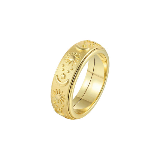 Moon Sun Rotating Ring - Stainless Steel