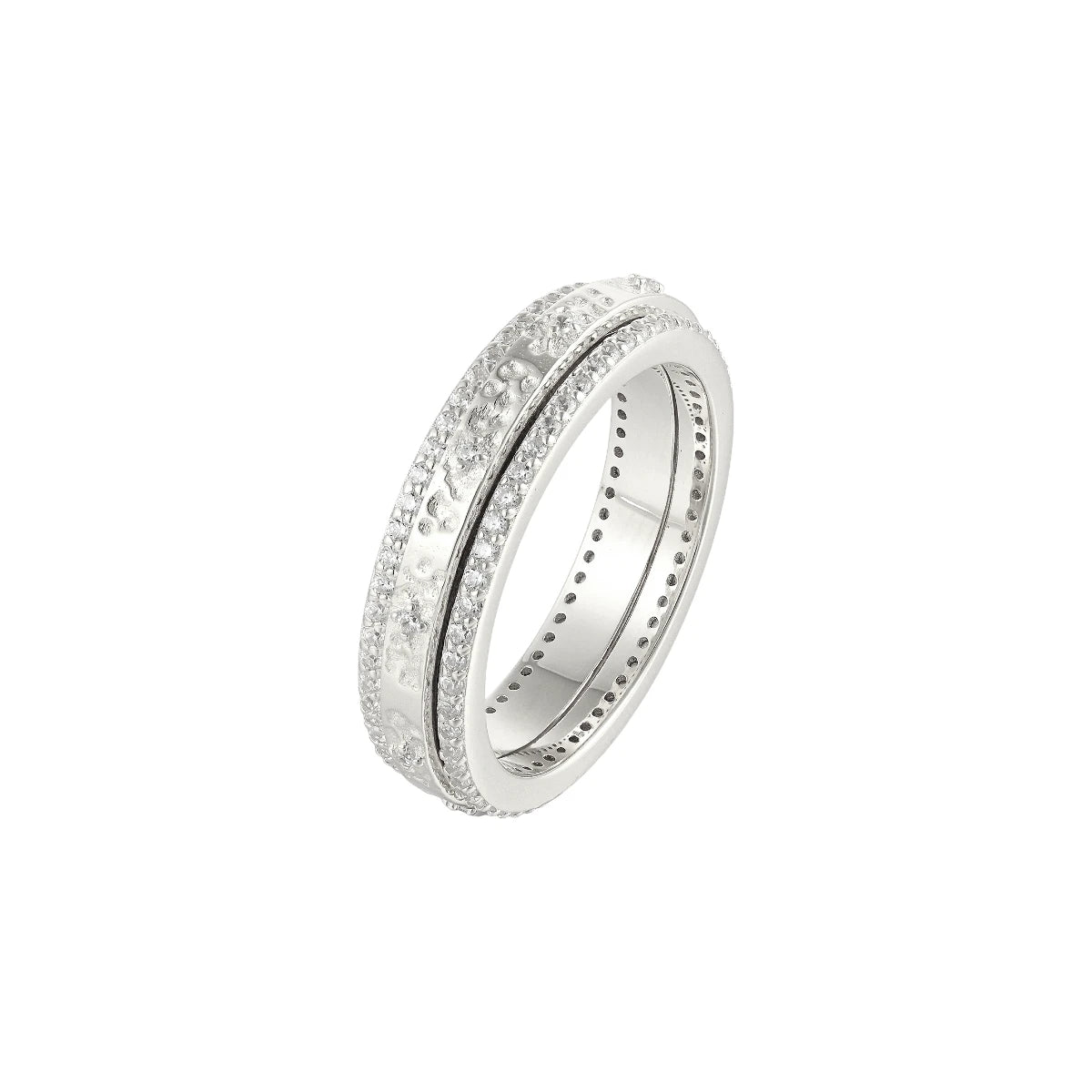Vielring - Gehämmerter Zirkonia Anti-Stress-Ring - 925 Silber / Silber / 49 | ø15.6