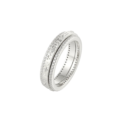 Vielring - Gehämmerter Zirkonia Anti-Stress-Ring - 925 Silber / Silber / 49 | ø15.6