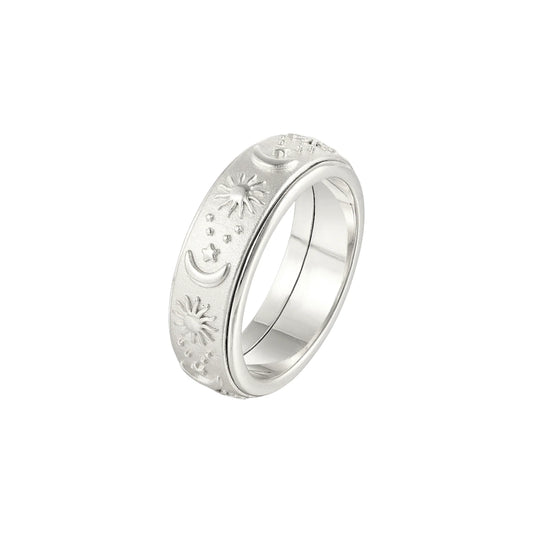 Moon Sun Rotating Ring - Stainless Steel