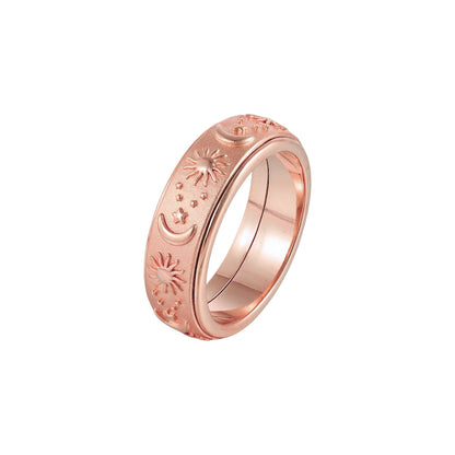 Vielring - Mond & Sonne Anti-Stress-Ring - Edelstahl / Roségold / 49 | ø15.6