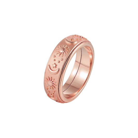 Moon Sun Rotating Ring - Stainless Steel