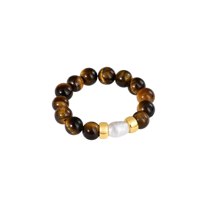 Tigerauge Drehbarer Anti-Stress-Ring - 925 Silber