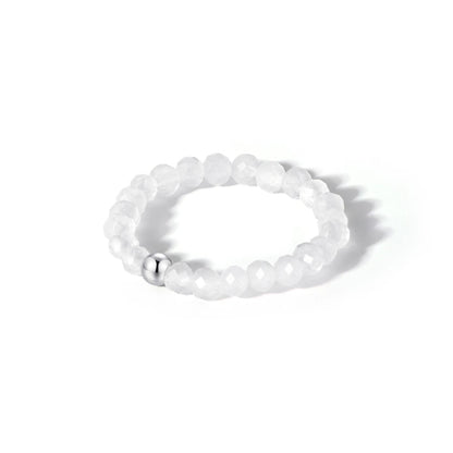 Weißer Naturstein Anti-Stress-Ring – 925 Silber