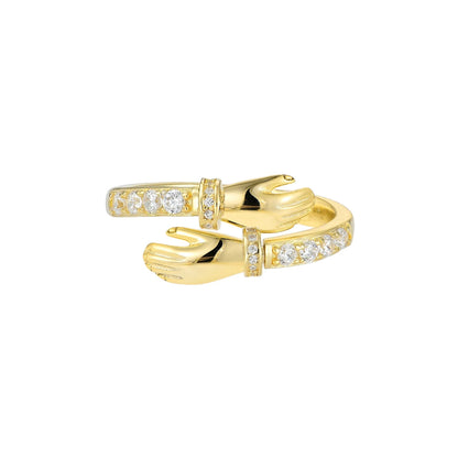 Vielring - Offener Zirkonia Umarmungsring (Liebe) Anti-Stress-Ring – 925 Silber - Gold