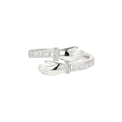 Vielring - Offener Zirkonia Umarmungsring (Liebe) Anti-Stress-Ring – 925 Silber - Gold