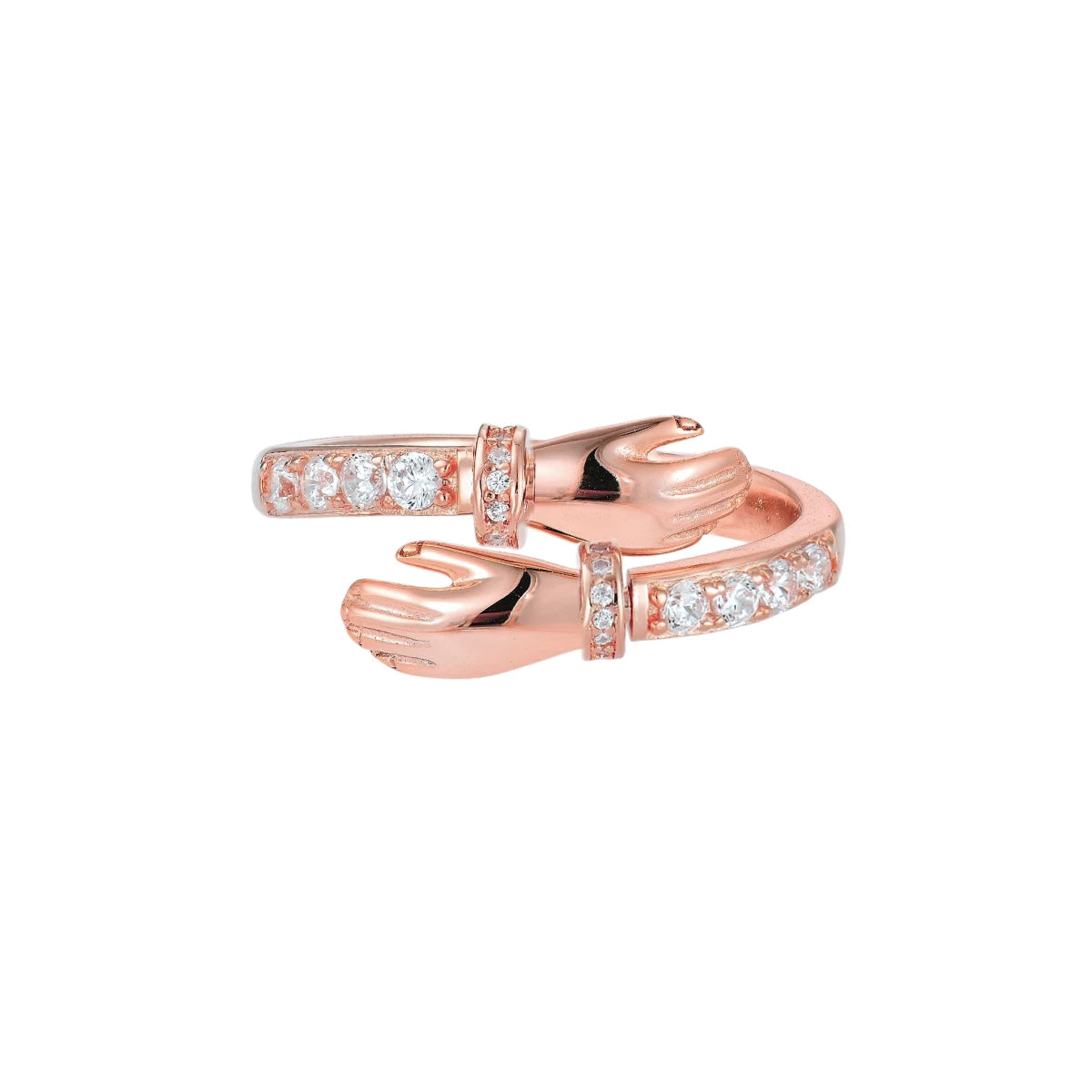 Vielring - Offener Zirkonia Umarmungsring (Liebe) Anti-Stress-Ring – 925 Silber - Gold