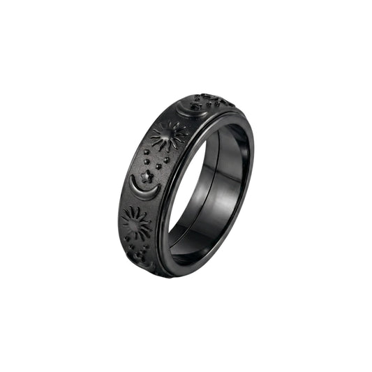 Moon Sun Rotating Ring - Stainless Steel