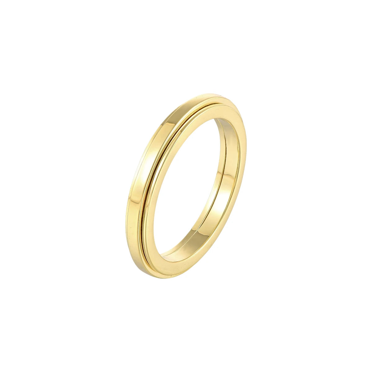 Vielring - Dünner Glatter Klassischer Anti-Stress-Ring - Edelstahl / Gold / 49 | ø15.6