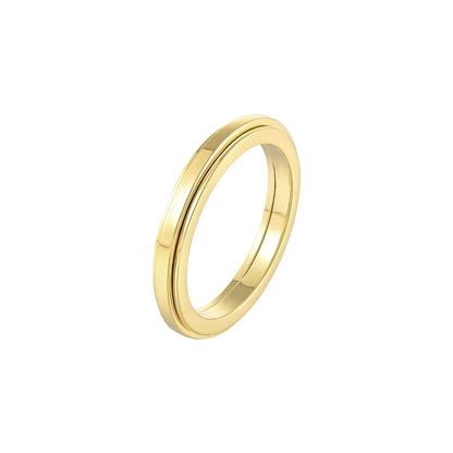 Vielring - Dünner Glatter Klassischer Anti-Stress-Ring - Edelstahl / Gold / 49 | ø15.6