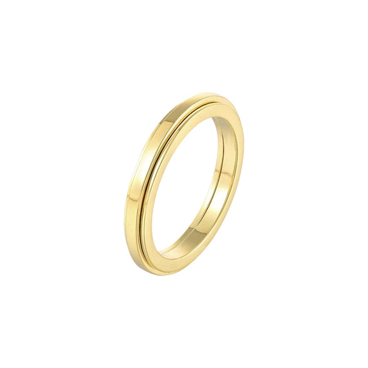 Vielring - Dünner Glatter Klassischer Anti-Stress-Ring - Edelstahl / Gold / 49 | ø15.6