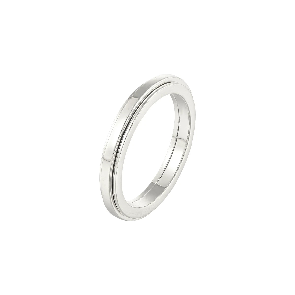 Vielring - Dünner Glatter Klassischer Anti-Stress-Ring - Edelstahl / Silber / 49 | ø15.6