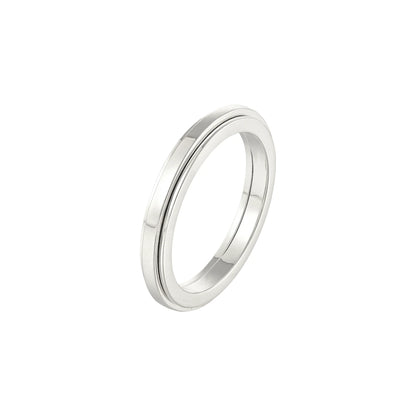 Vielring - Dünner Glatter Klassischer Anti-Stress-Ring - Edelstahl / Silber / 49 | ø15.6