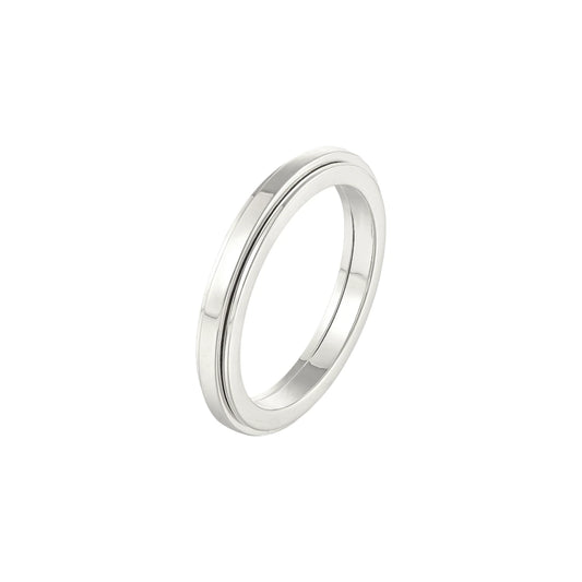 Vielring - Dünner Glatter Klassischer Anti-Stress-Ring - Edelstahl / Silber / 49 | ø15.6
