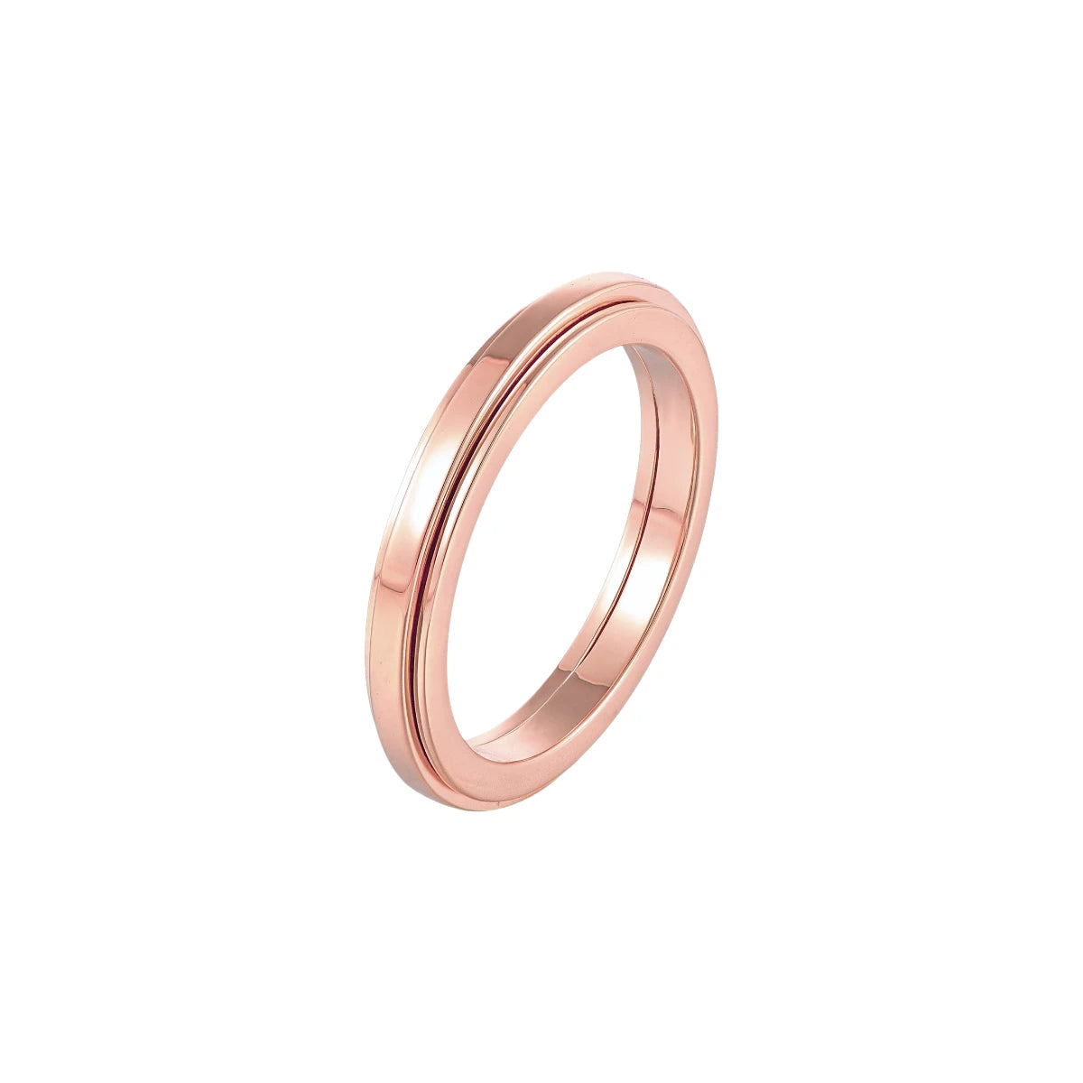 Vielring - Dünner Glatter Klassischer Anti-Stress-Ring - Edelstahl / Roségold / 49 | ø15.6