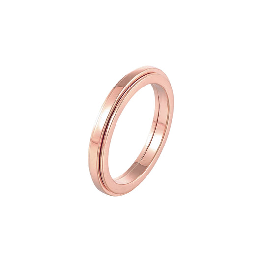 Vielring - Dünner Glatter Klassischer Anti-Stress-Ring - Edelstahl / Roségold / 49 | ø15.6
