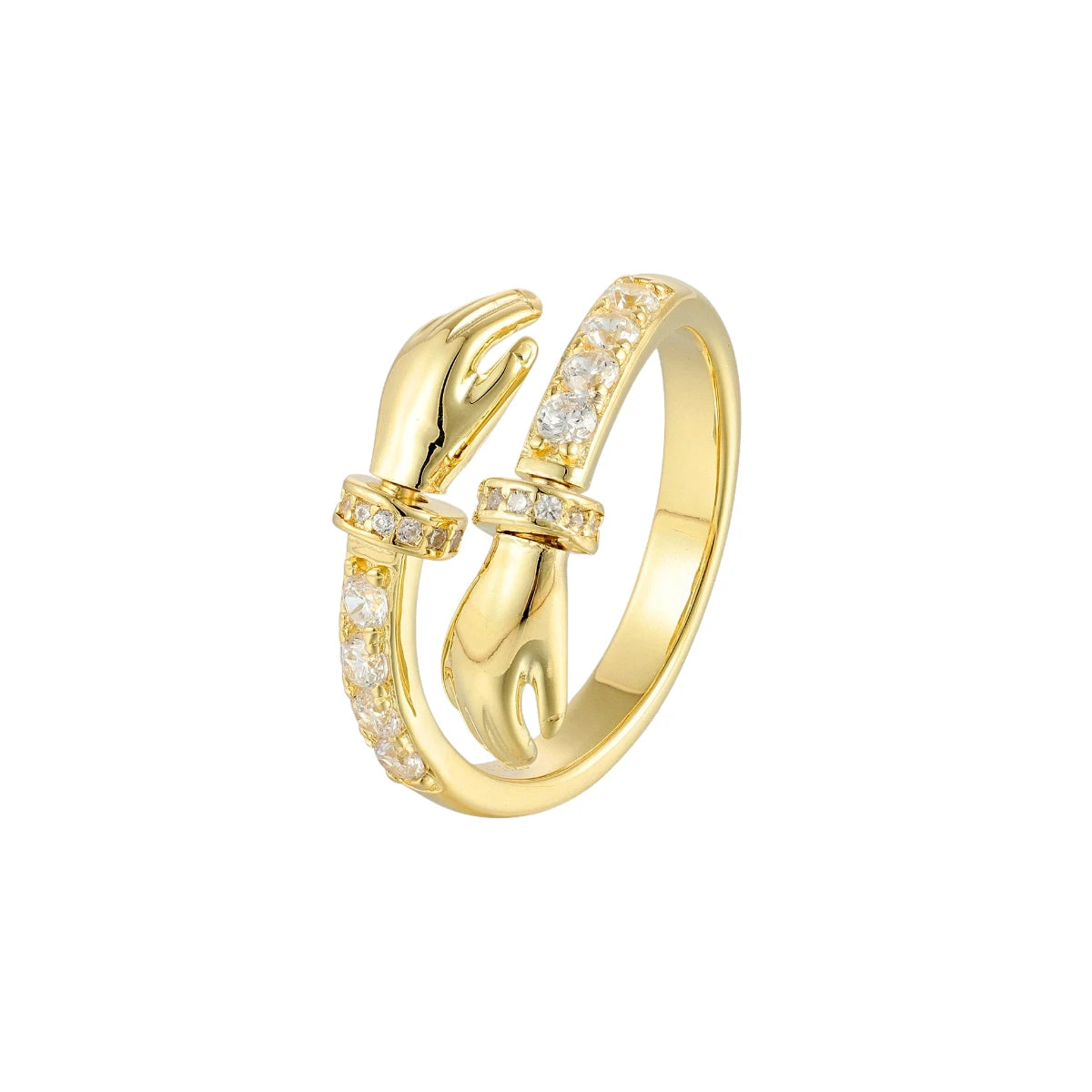 Vielring - Offener Zirkonia Umarmungsring (Liebe) Anti-Stress-Ring – 925 Silber - Gold