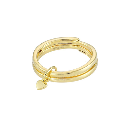 Vielring - Doppelter Herz Anti-Stress-Ring - 925 Silber - Gold
