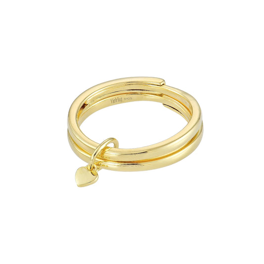 Vielring - Doppelter Herz Anti-Stress-Ring - 925 Silber - Gold